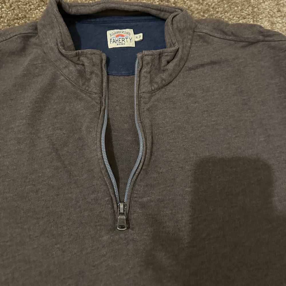 Faherty XL Brown Zip up Sweater